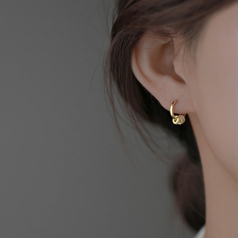 Triple Crystal Charm Hoop Earrings