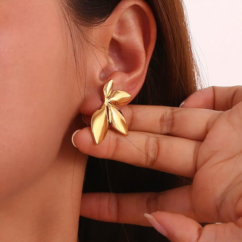 Sculpted Leaf Statement Earrings