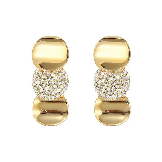Ripple-Textured Crystal Disc Earrings