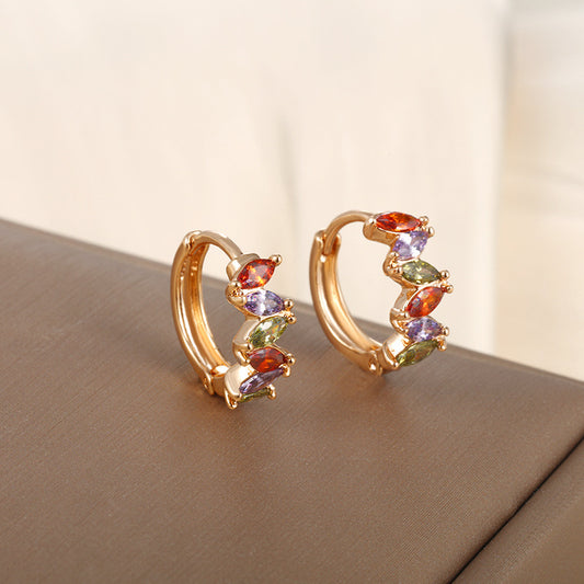 Colorful Gemstone Huggie Earrings