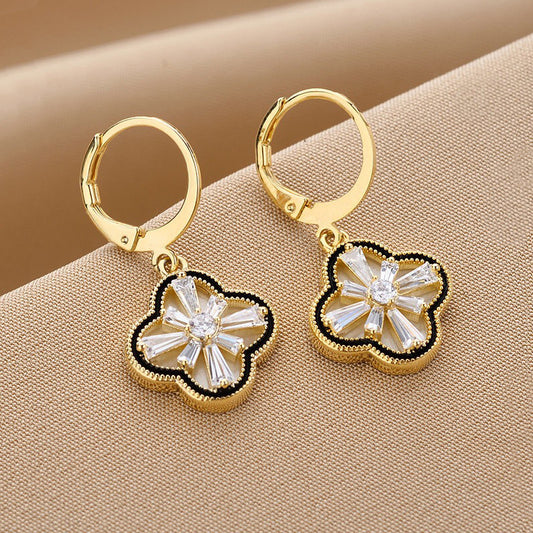 Crystal Flower Drop Earrings