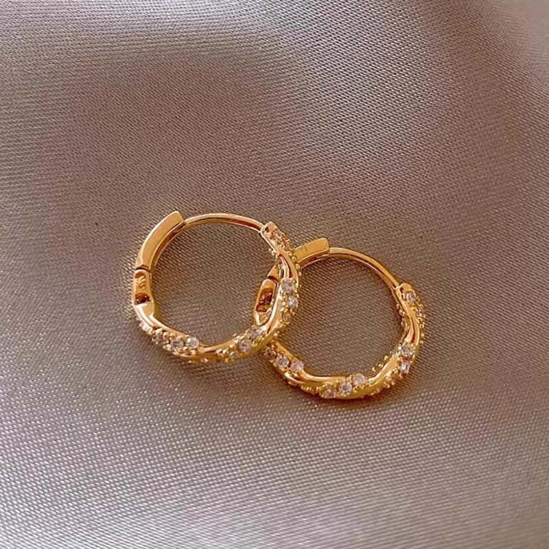 Twisted Gold Zirconia Hoops