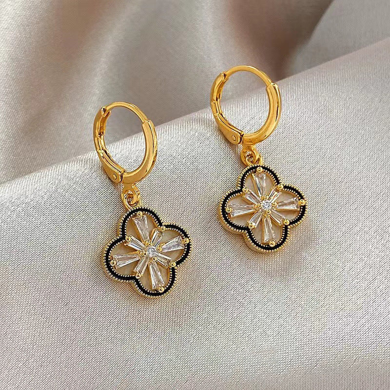 Crystal Flower Drop Earrings