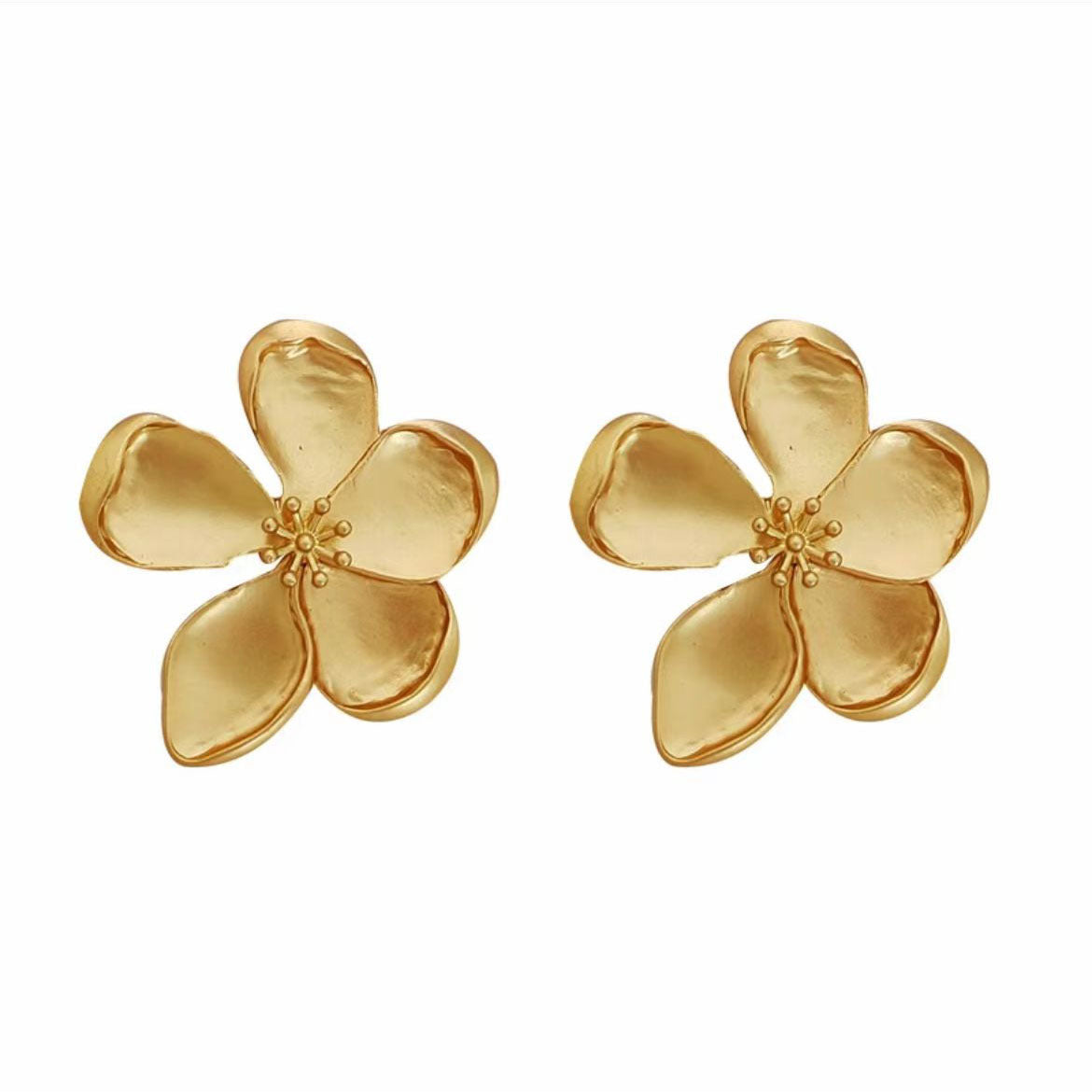 Golden Petal Statement Earrings
