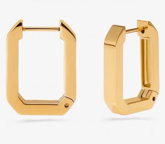 Angular Octagon Hoop Earrings