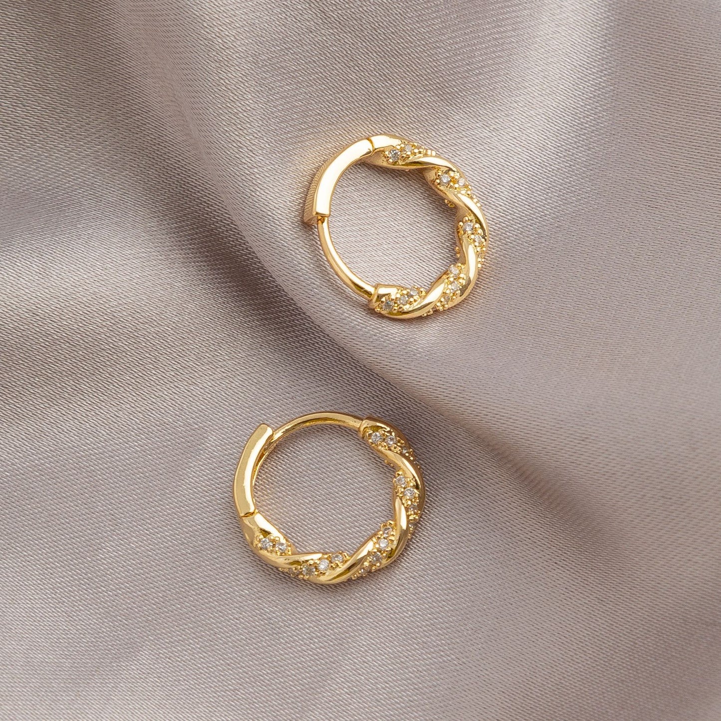 Twisted Gold Zirconia Hoops