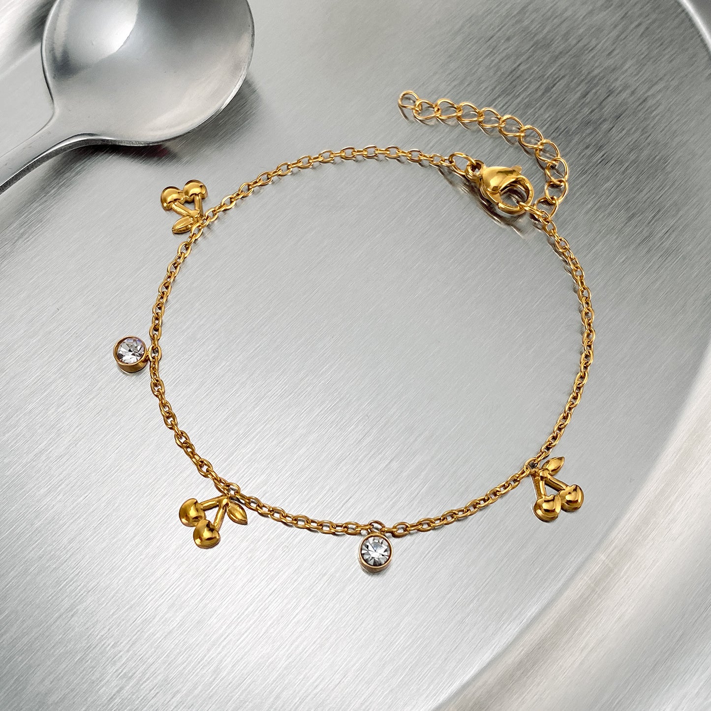 Golden Cherry Kiss Bracelet