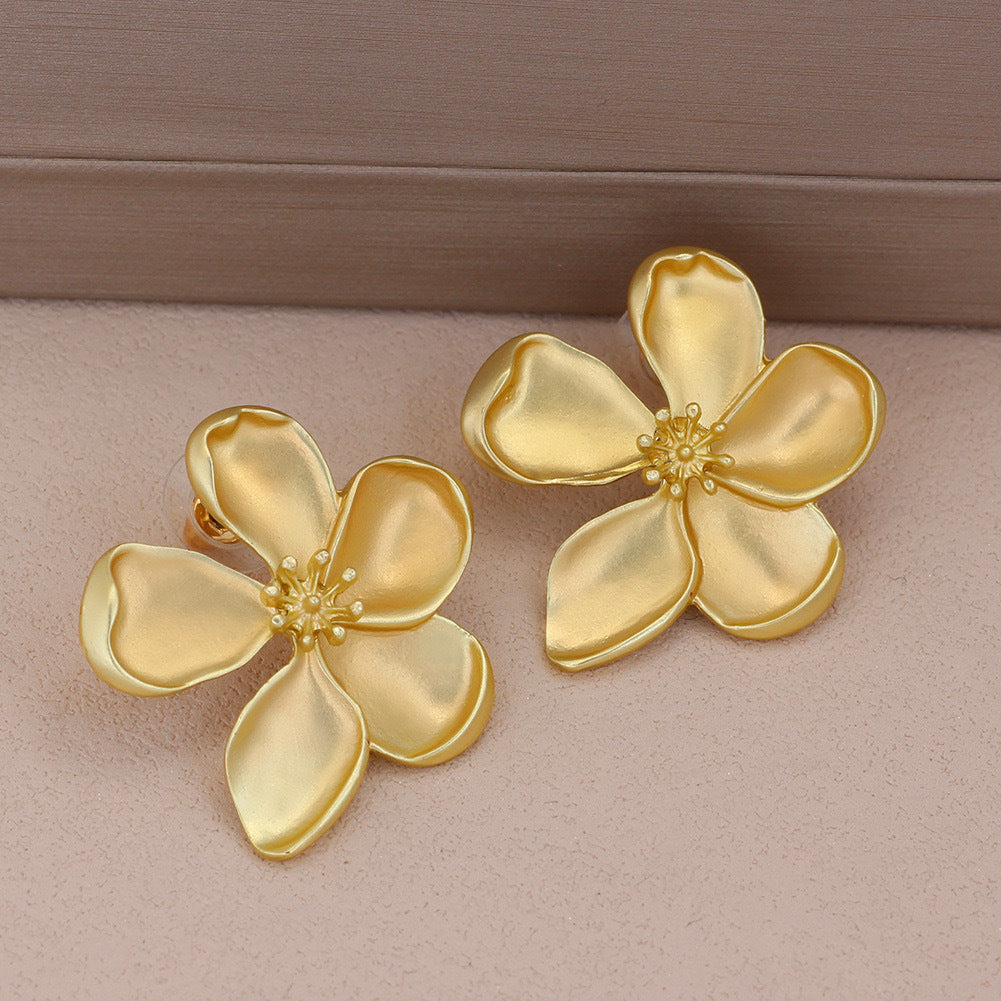 Golden Petal Statement Earrings