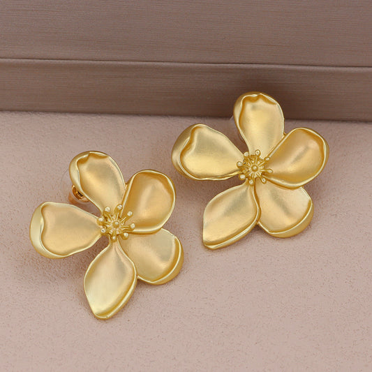 Golden Petal Statement Earrings
