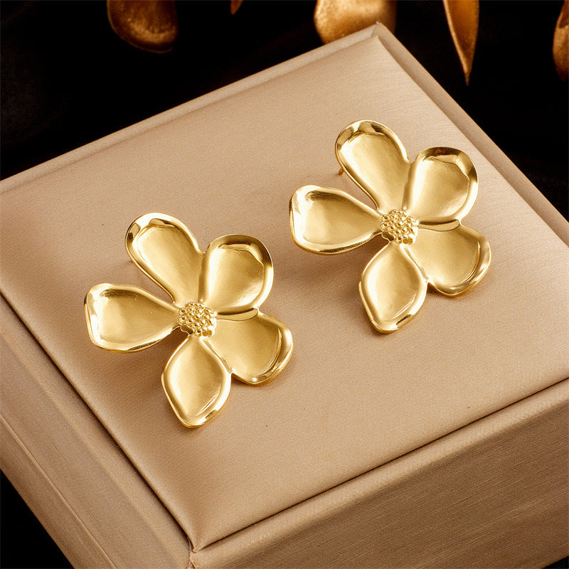 Golden Petal Statement Earrings