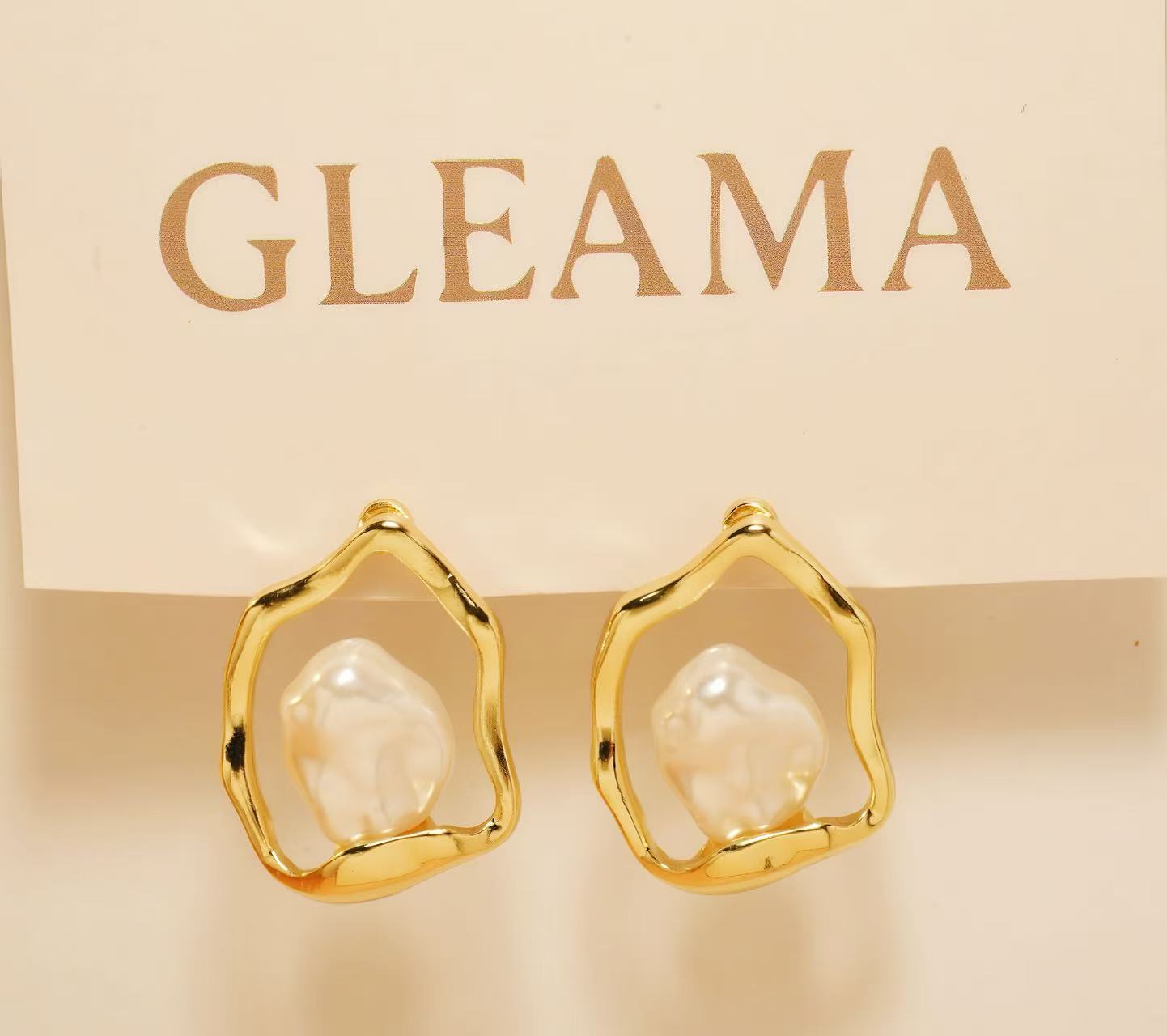 Abstract Frame Baroque Pearl Studs