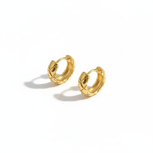Quilted Gold Huggie Hoop Earrings