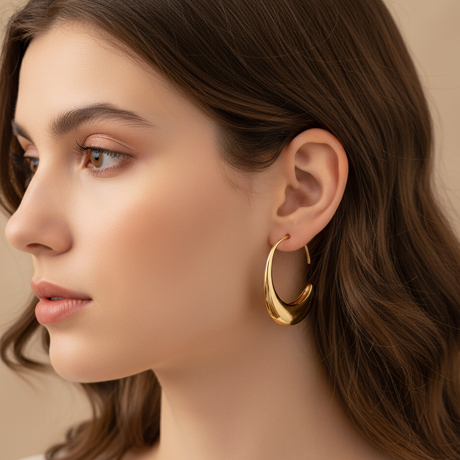 Sculptural Crescent Hoop Earrings
