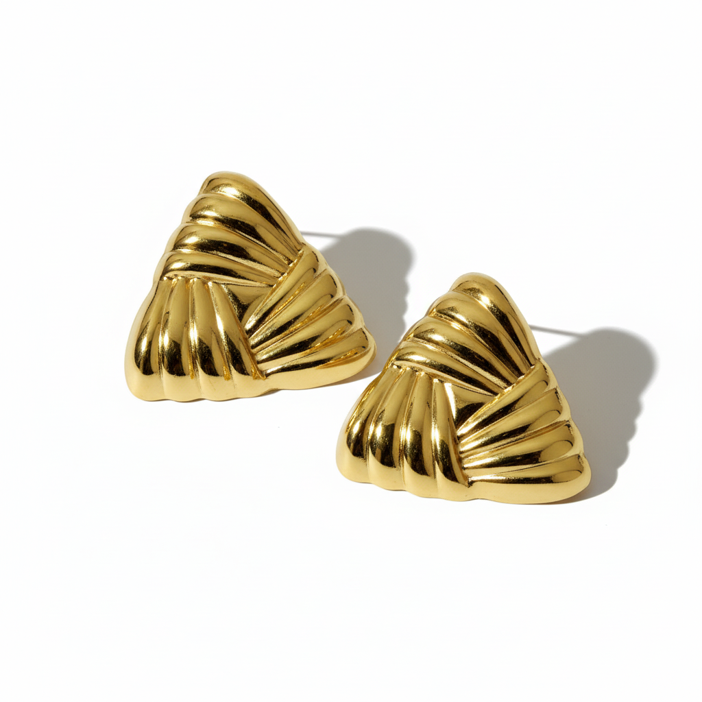Textured Triangle Statement Earrings