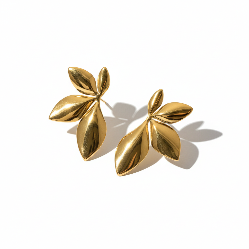 Sculpted Leaf Statement Earrings