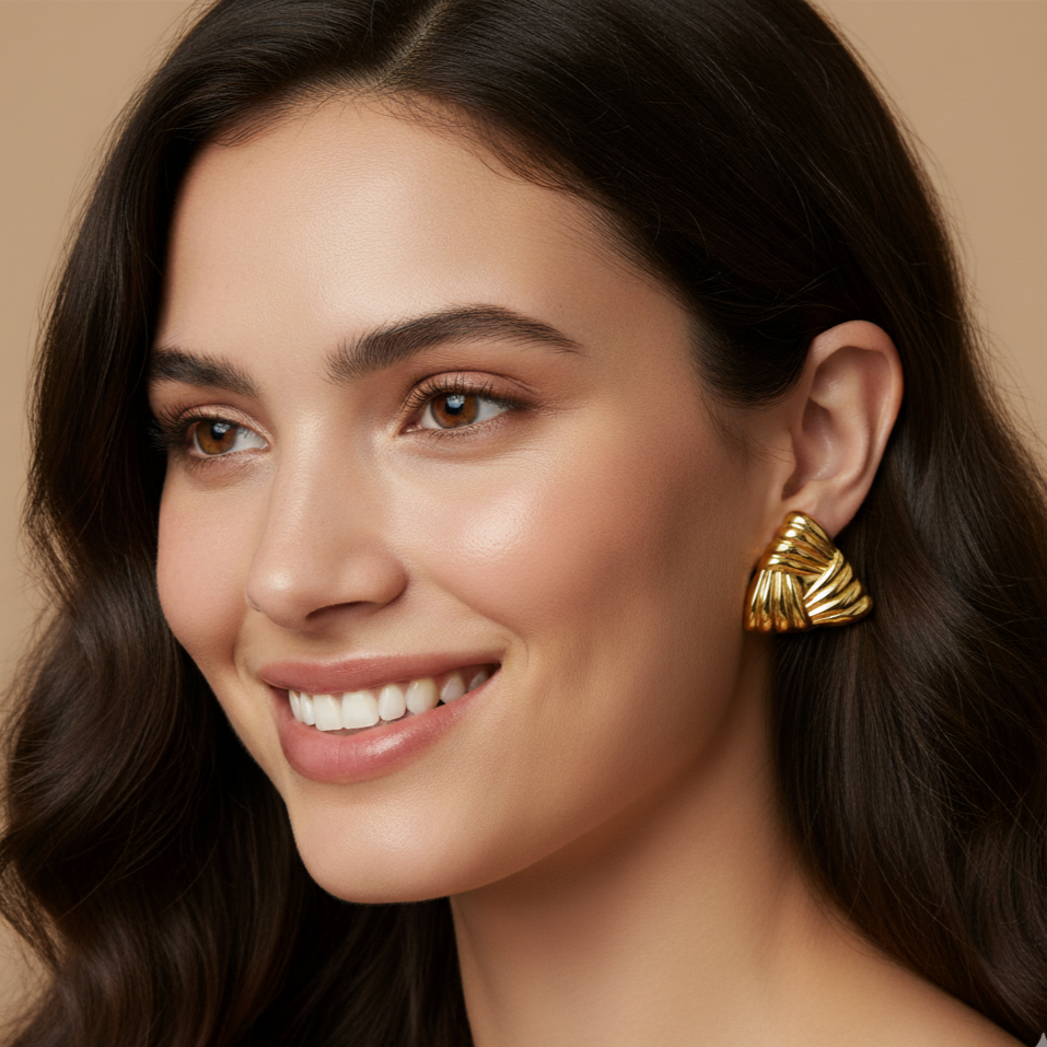 Textured Triangle Statement Earrings